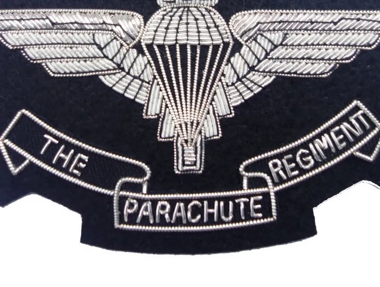 Personalized Parachute Blazer Badge hand embroidery pocket crest back Pins Badge suppliers officer uniform badges