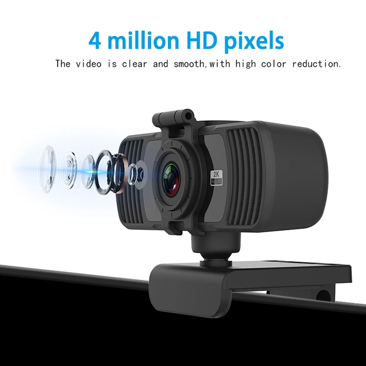  Full HD 2K Webcam Built-in Stereo Microphone clear Cutput Pc