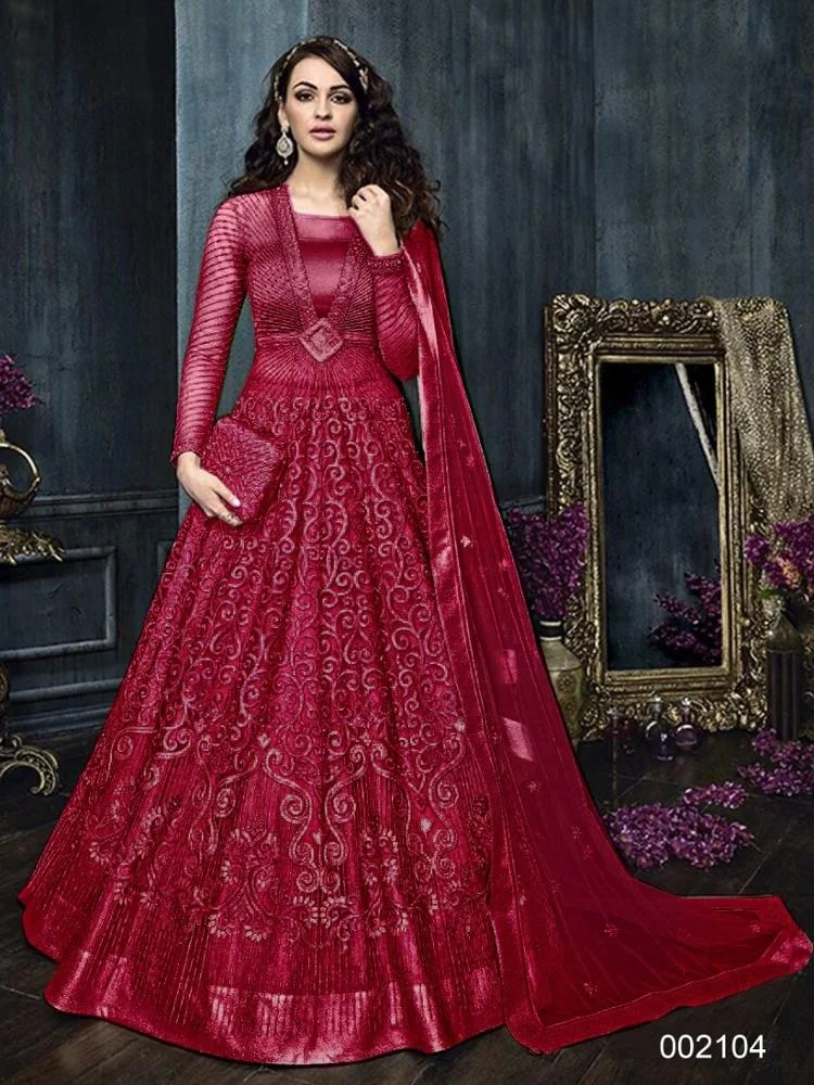 
Indian floral Wedding Dress Collection for Women With Heavy Embroidered Work 3D flower work Partywear Heavy Net Salwar Kameez 