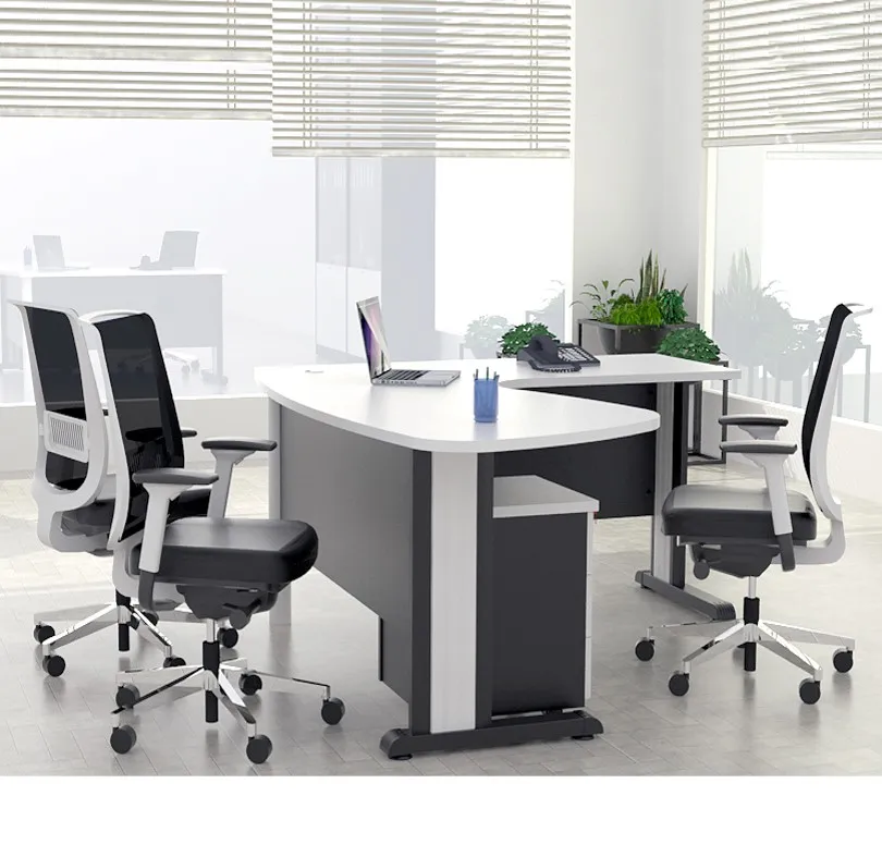Современный белый стол на 2 человек, интеллектуальный дизайн, офисный стол L-образной формы для рабочей станции руководителя
