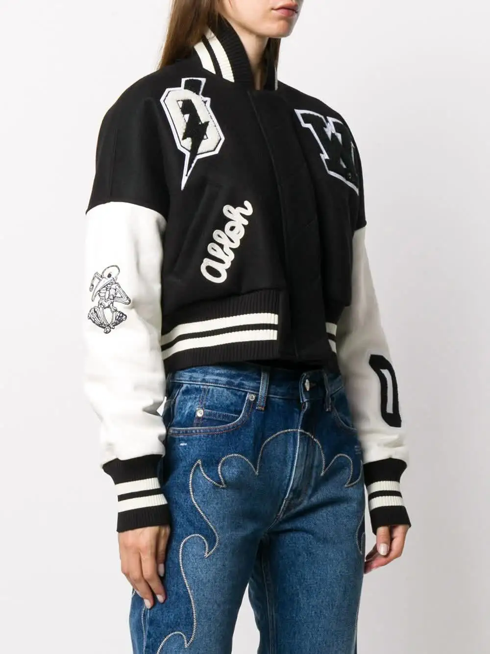 Wholesale High Quality Ladies Cropped Varsity Jacket