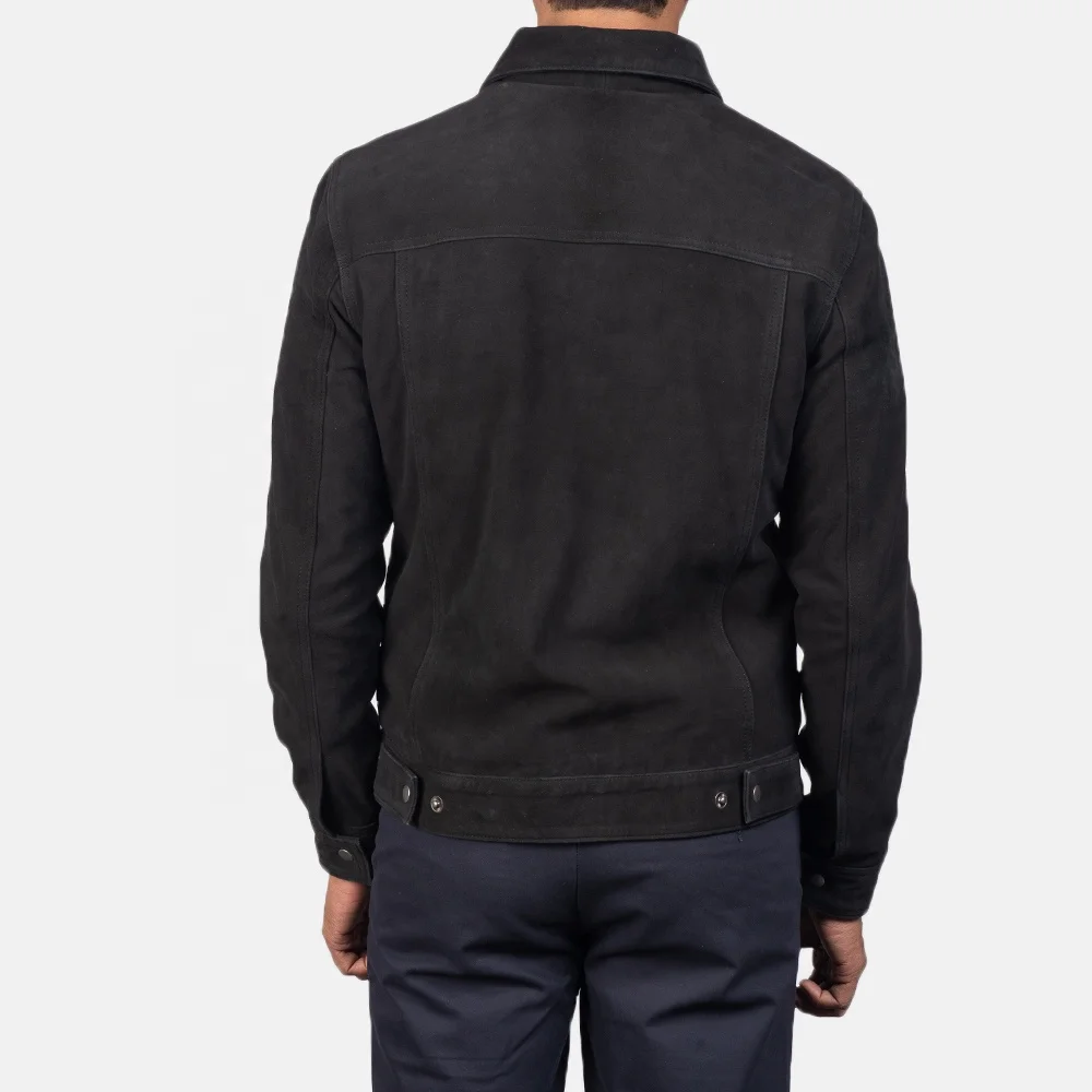 Men Custom Cotton Jeans Bomber Jacket with Front Pockets / Men Motorbike Jackets Quilted in Black