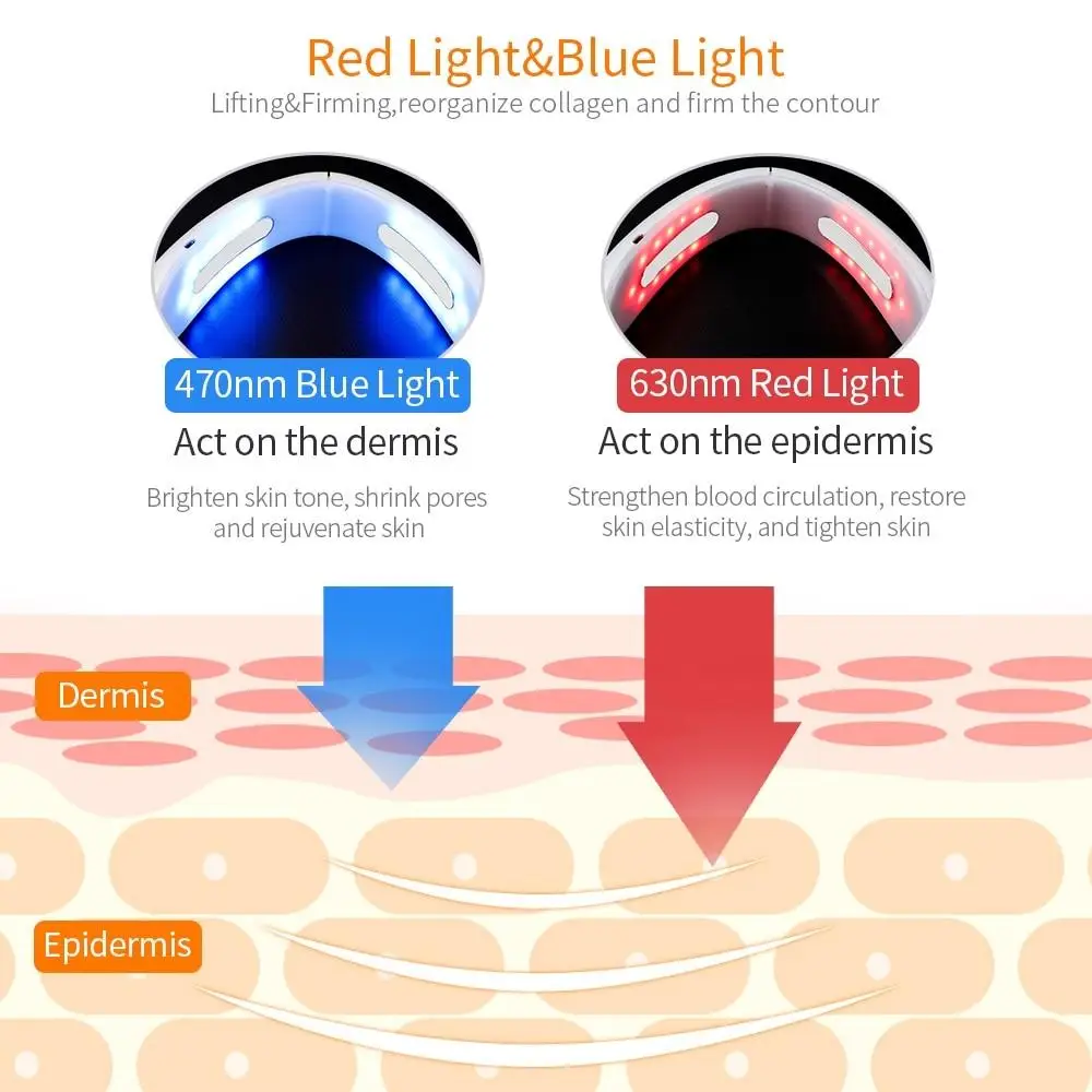  Аппарат для лифтинга подбородка с V-образным вырезом вибромассажер похудения лица фотонная терапия красный синий светодиод