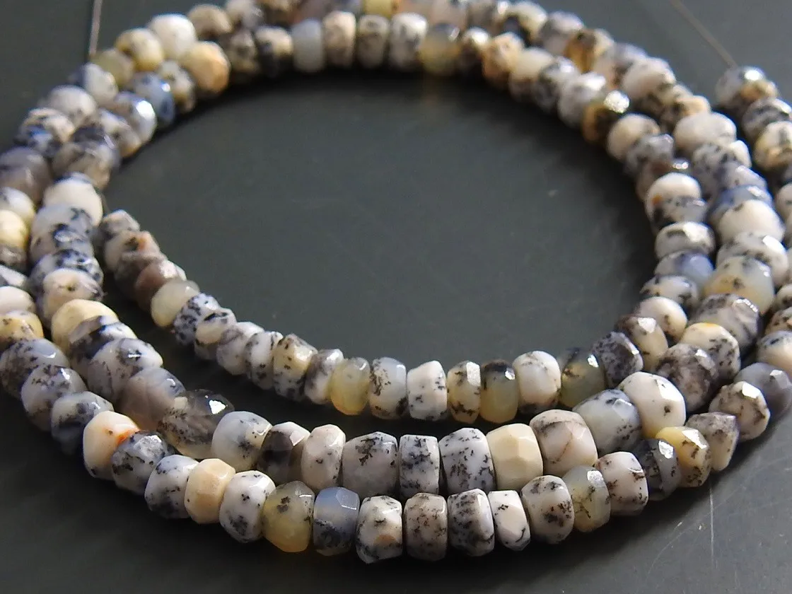 100%Natural Dendrite Opal Faceted Roundel Bead Loose Stone Handmade Shaded Necklace For Making Jewelry