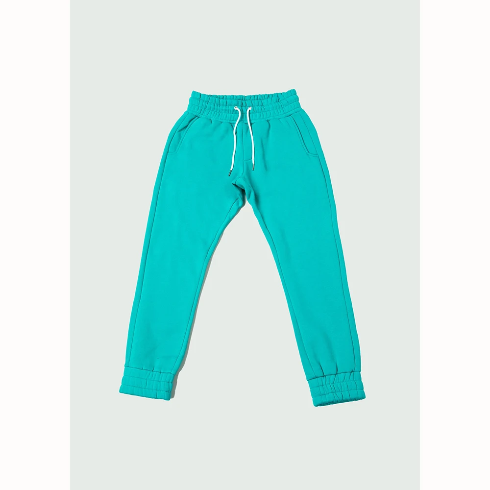 OEM Solid Teal Staple Joggers Men Cotton Fleece Sweatpants Winter jogger pants
