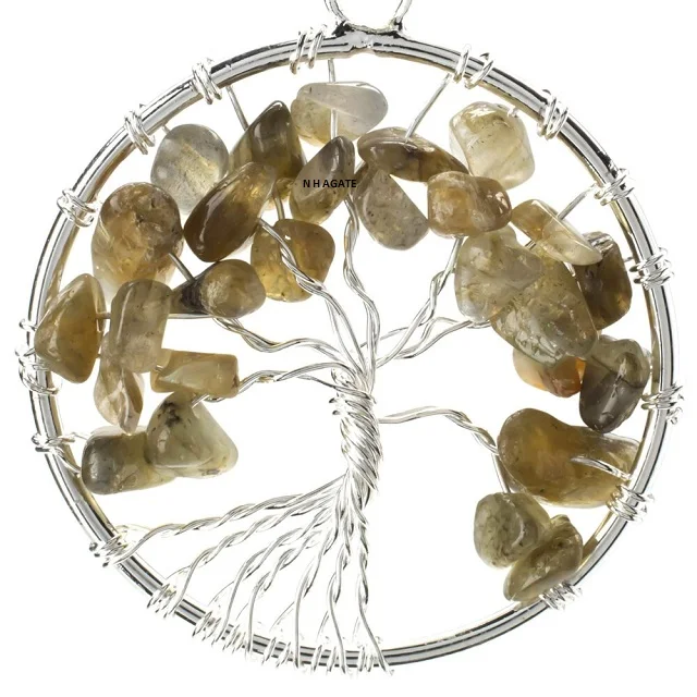 7 Chakra Stones Natural Stone Quartz Tree of Life Pendant for Women Men Healing Crystal Necklace Pendants Reiki Jewelry