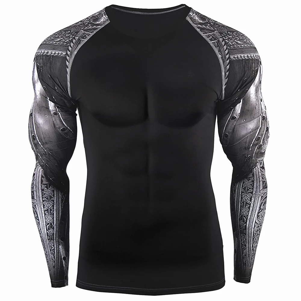 Custom Design Gym Running Compression Shirts For Men mma Rash Guard Sublimation long Sleeve Rash Guard