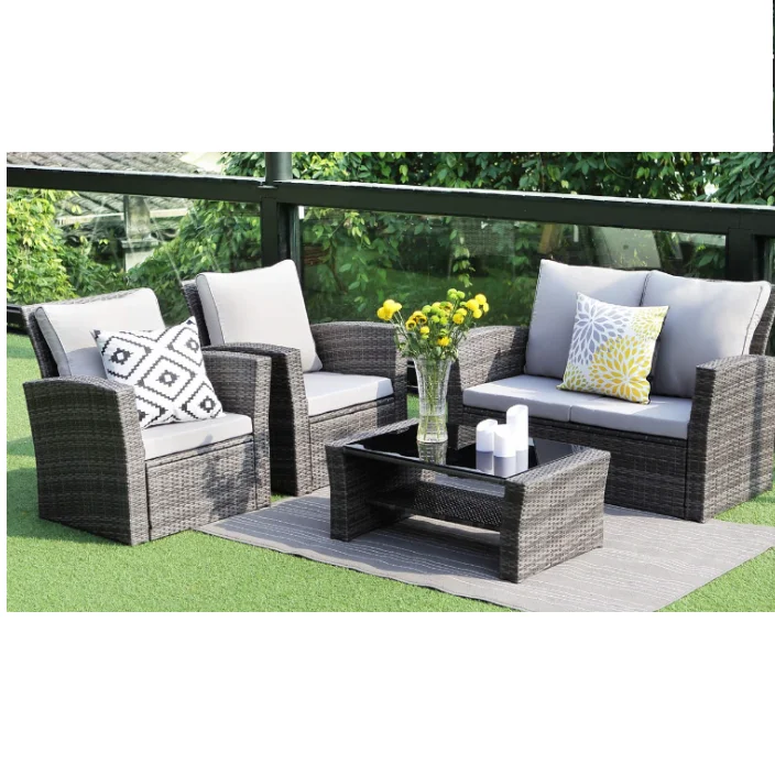 
HIGH STANDARD 4 PCS LOVE SET - STEEL FRAME, WICKER WEAVING 