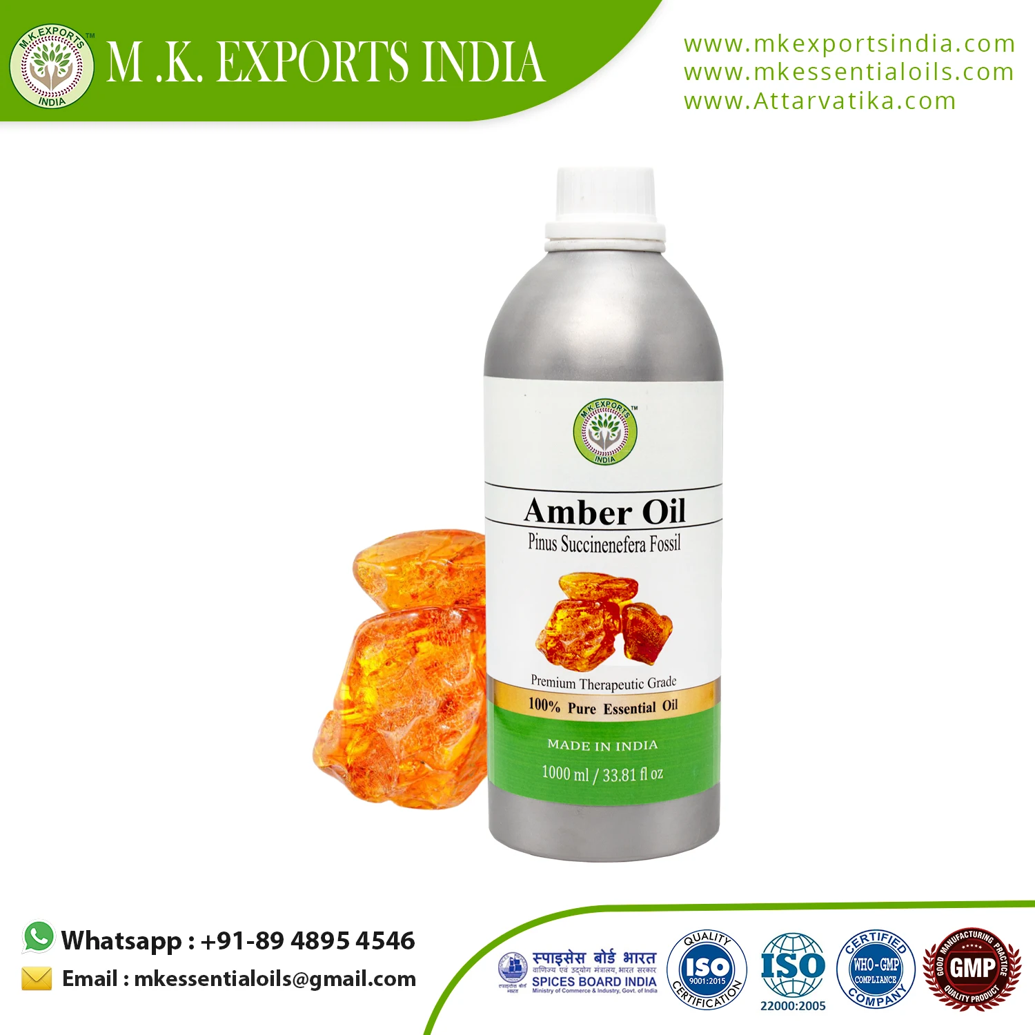 Premium Quality Bulk Supply Amber Essential Oil For medicinal use