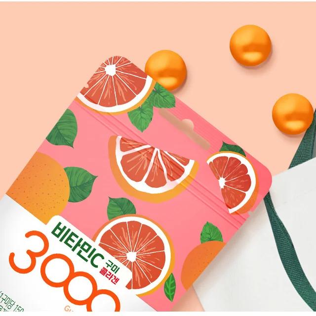 OEM Healthcare Fruity Gummy Jelly Candy Grapefruit Flavor bags Top OEM Vitamin C 3000mg made in Korea