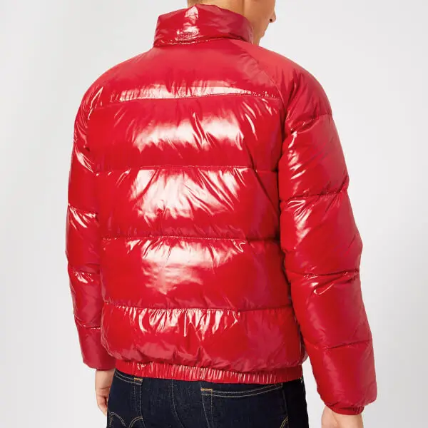 High quality fashionable casual shiny red puffer jacket mens