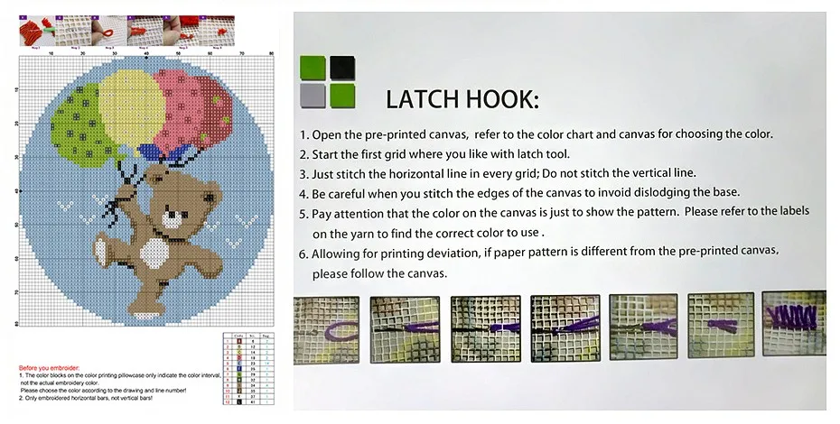 Latch hook Cartoon horse embriodered mats Unfinished Embroidery Pillowcase Crocheting Kit Rug Yarn cushion Needlework carpet