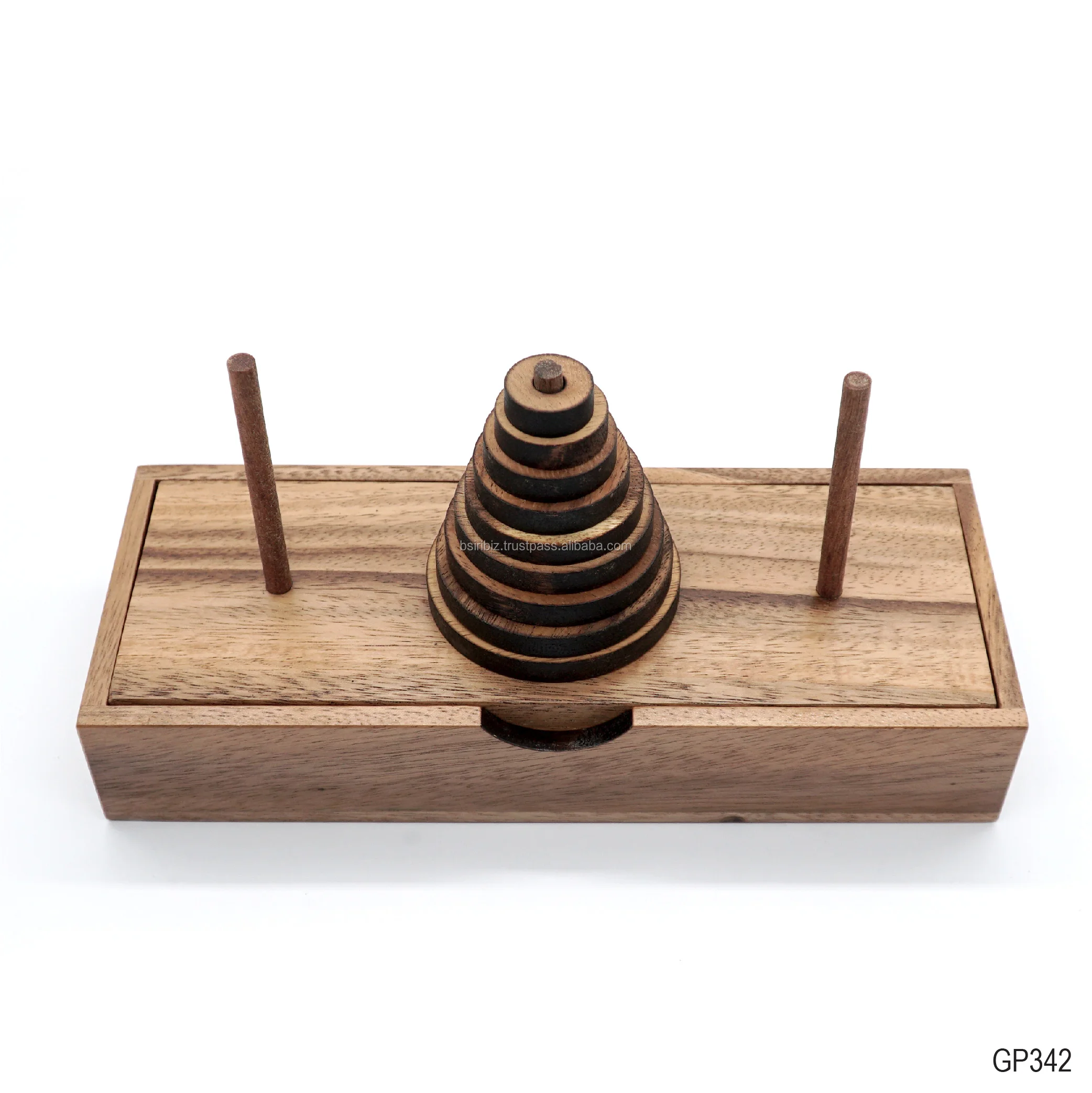 Hanoi Tower (9 rings) Puzzle Coffee Corner Decor Table for Adults and Kids Brain Teaser of the Educational Mind Challenges