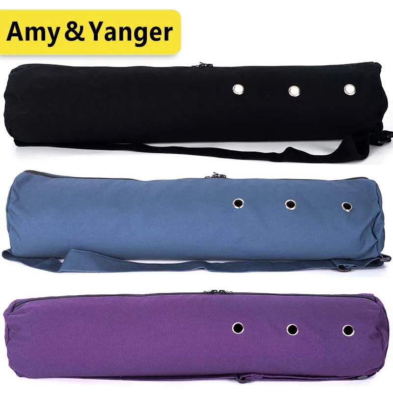 
BSCI factory zipper big openning yoga mat bag cotton canvas private label 