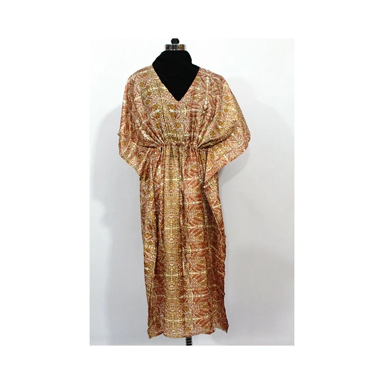 Best Quality Dress Vintage Pure Silk Saree Handmade Women Beachwear Mid Length Kimono Dress available in All Sizes
