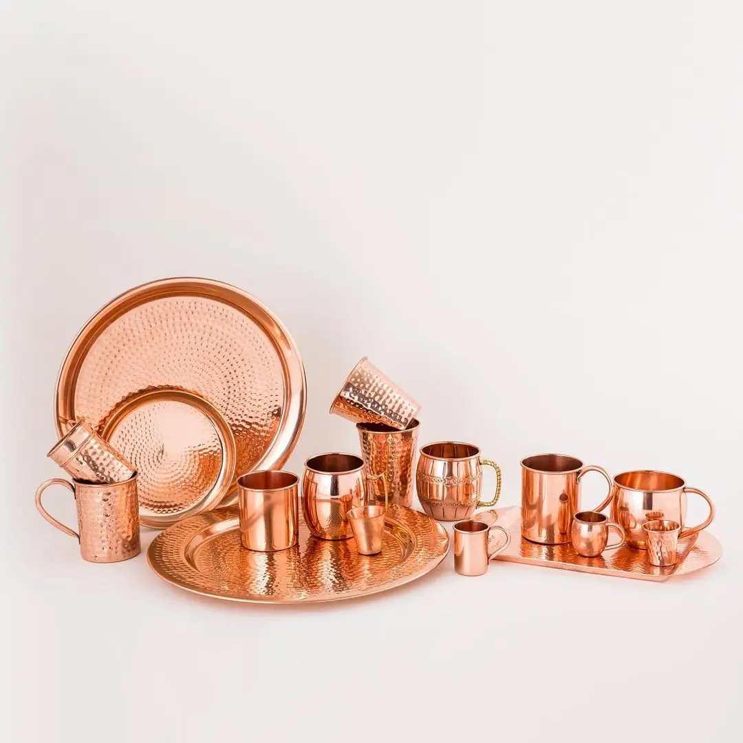 High Quality New Styles Factory Price Coffee Cup Handmade Hammered Copper Moscow Mule Mugs With Tray