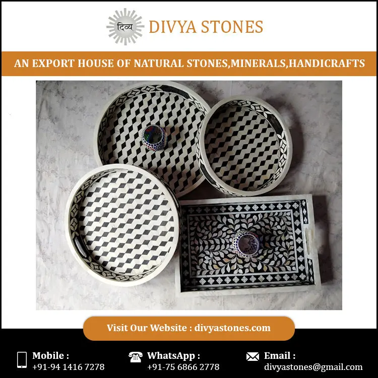 
Serving tray With Handle Mother of inlay Tray at Wholesale Price 