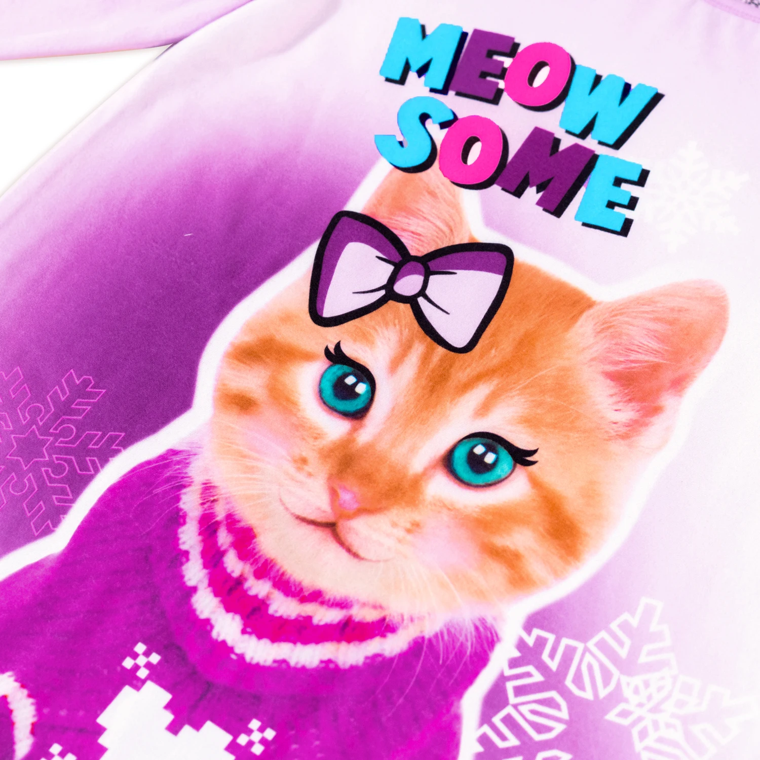 all over print cat baby girl dresses kids over sized t shirts children clothes flame resistant sleepwear