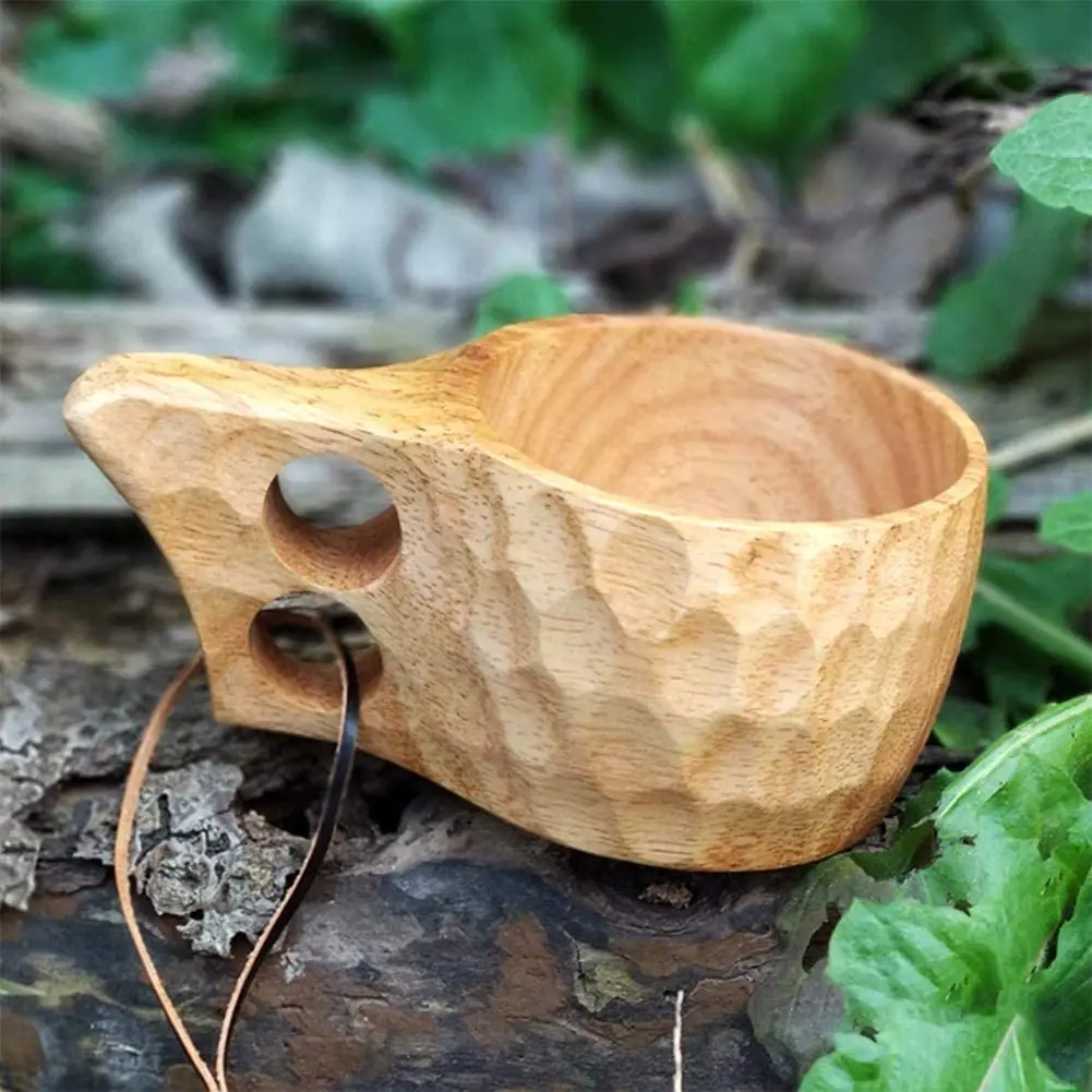  Деревянная портативная чашка для кемпинга на открытом воздухе ручная работа чайная треккинга выживания традиционная деревянная кофейная