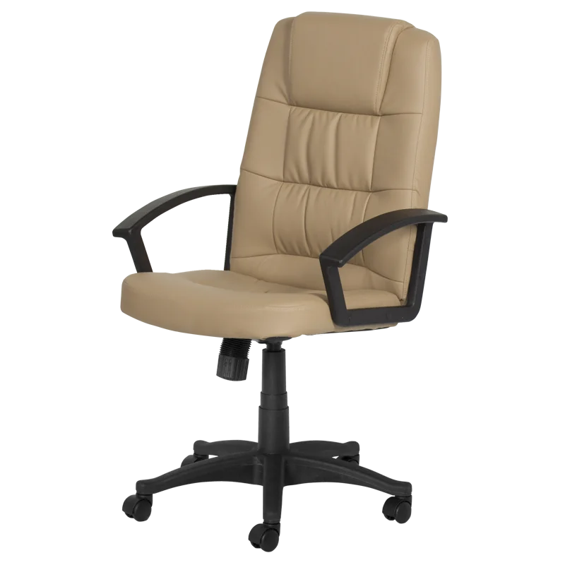 High back quality manager ergonomic computer PU swivel desk office chair with PP base Carmen 6078 Black Beige colors