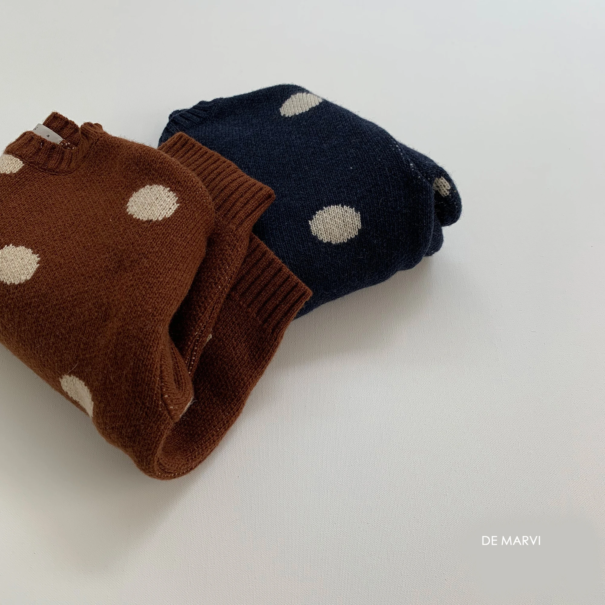 DE MARVI Kids Toddler Dots Design Pullover Sweater Winter Autumn Clothing Fashion OEM Wholesale MADE IN KOREA