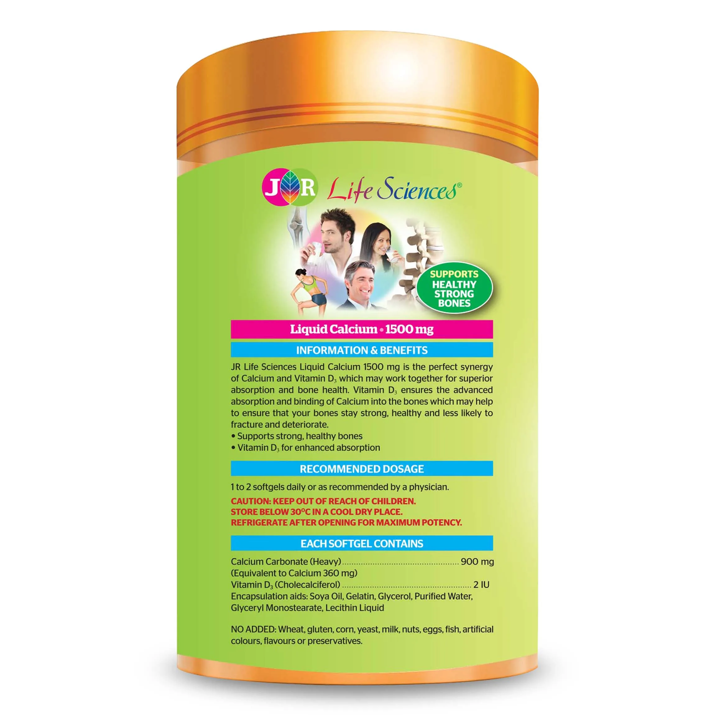 
Enhanced Absorption JR Life Sciences Liquid Calcium 1500mg 180 Softgels Supports Strong Healthy Bones Vitamin D3 