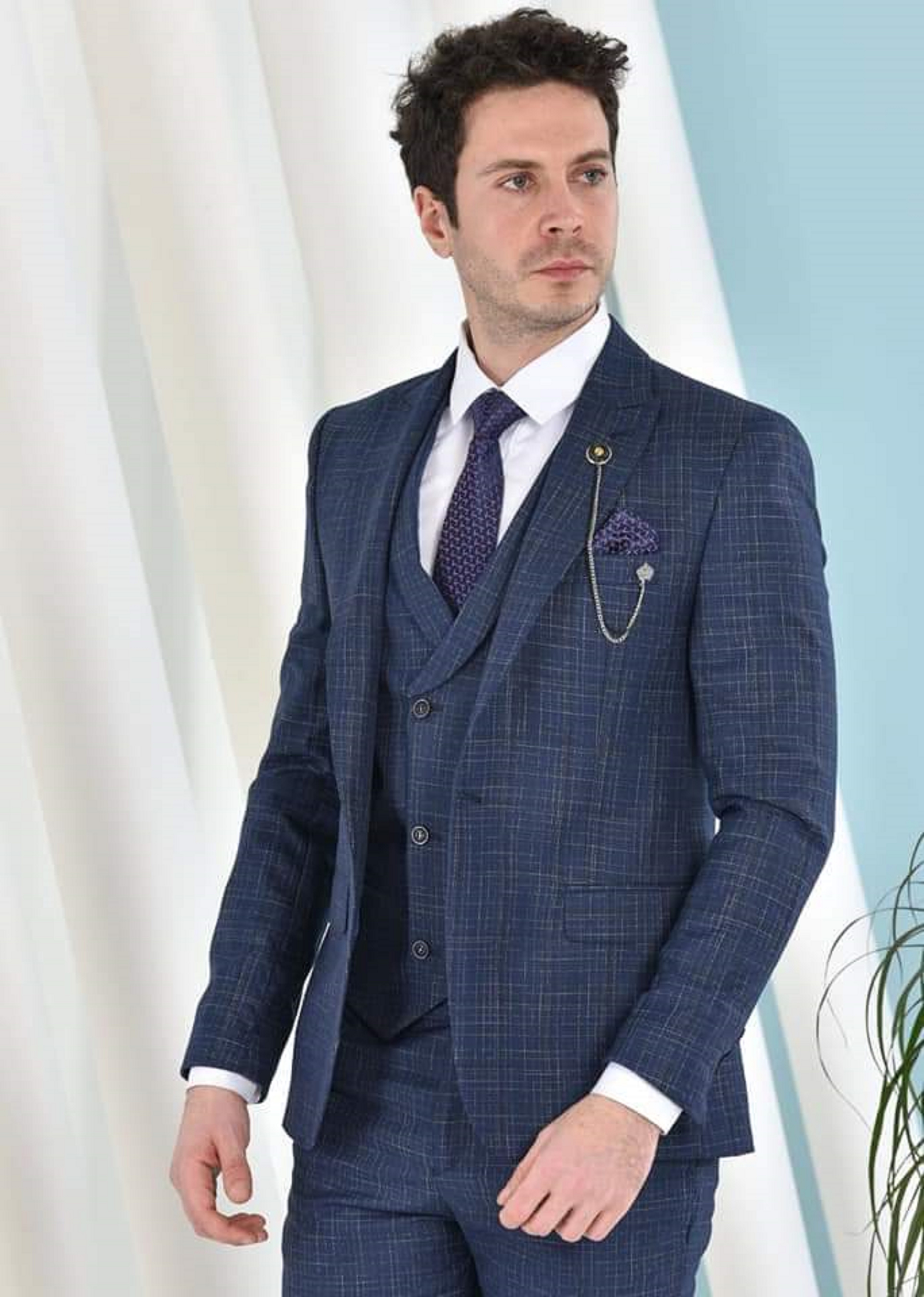 
2021 New Arrival Men Suit 3 Pieces Classic Plaid Twill Dot Suits Men Business Wedding Suits Slim Fit Tuexdo Party Dress 