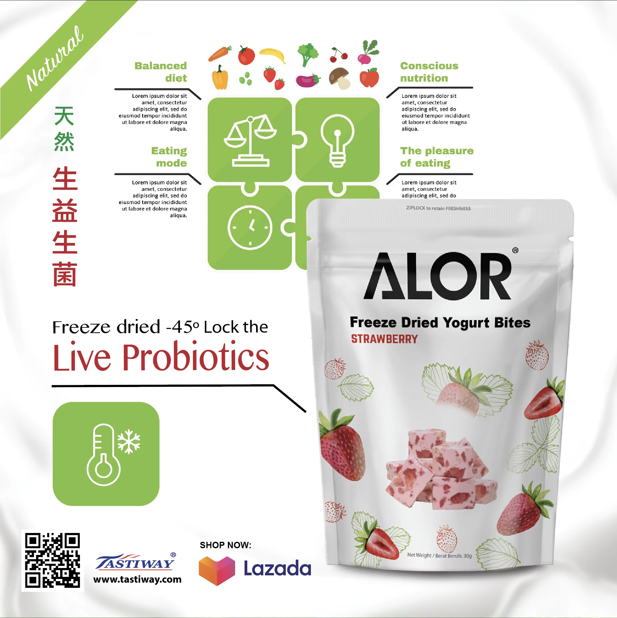Hot Selling Premium grade Freeze Dried Yogurt Strawberry Rich with probiotics 100% natural
