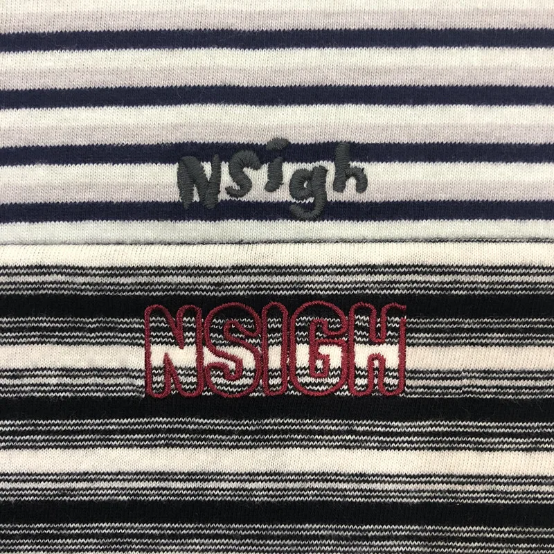 Wholesale Cheap Men Stripe-Shirts In Bulk Yarn Dyed Knit Tee Oversized Youth T Shirt