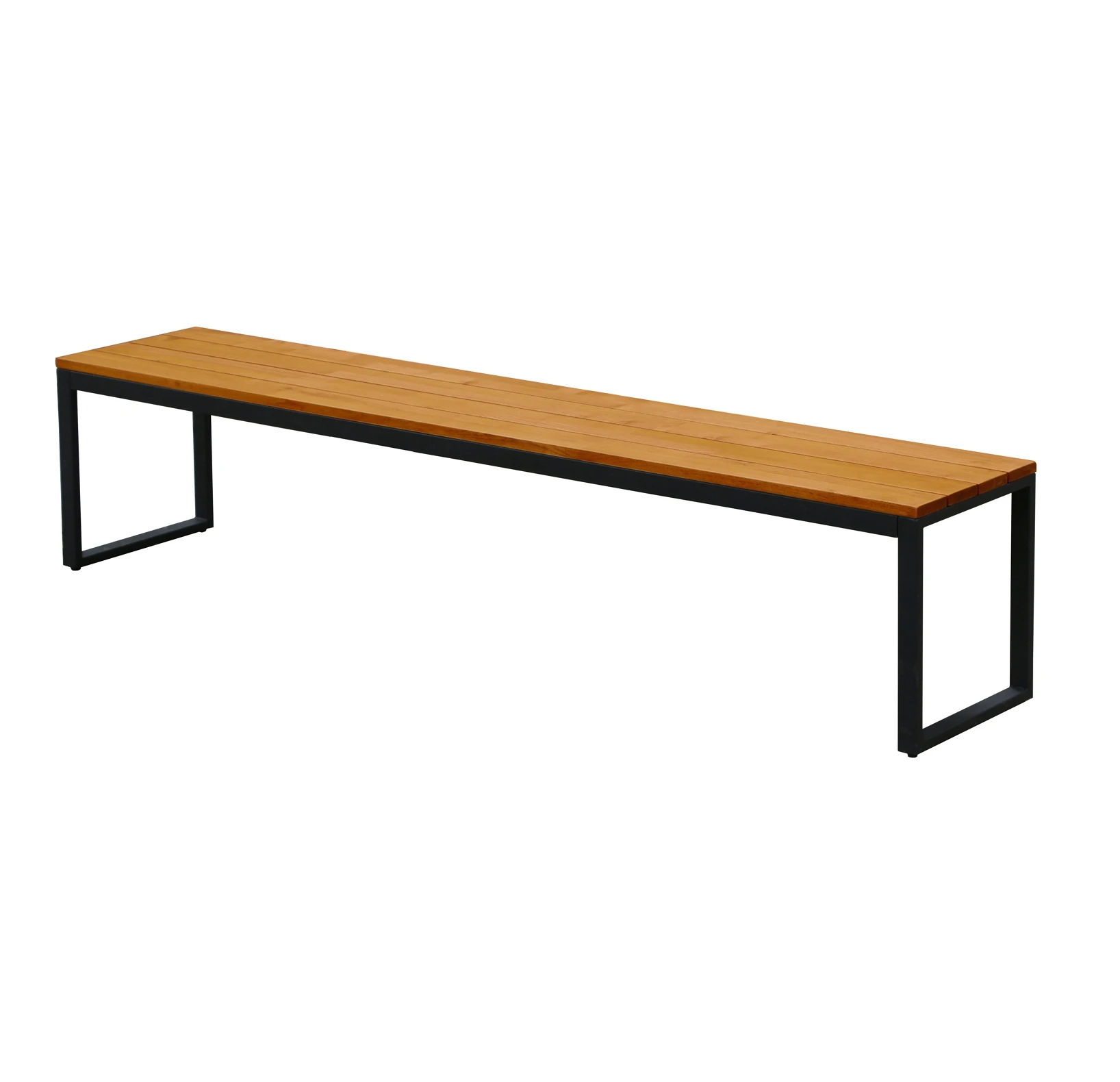 Modern Style  Vietnam Top Quality Outdoor Garden Steel Legs Teak Wooden Long Bench Chair Seat With No Backrest