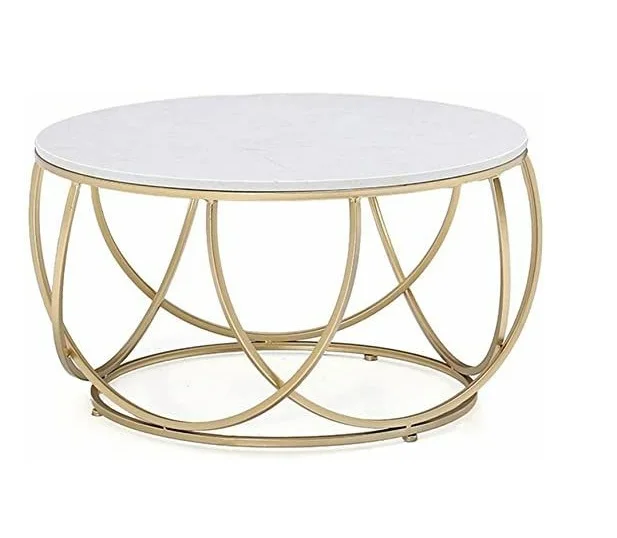 Новейший Золотой центральный стол с мраморным верхом, роскошный дизайн с железным порошковым покрытием, мебель ручной работы, оптовая цена из Индии