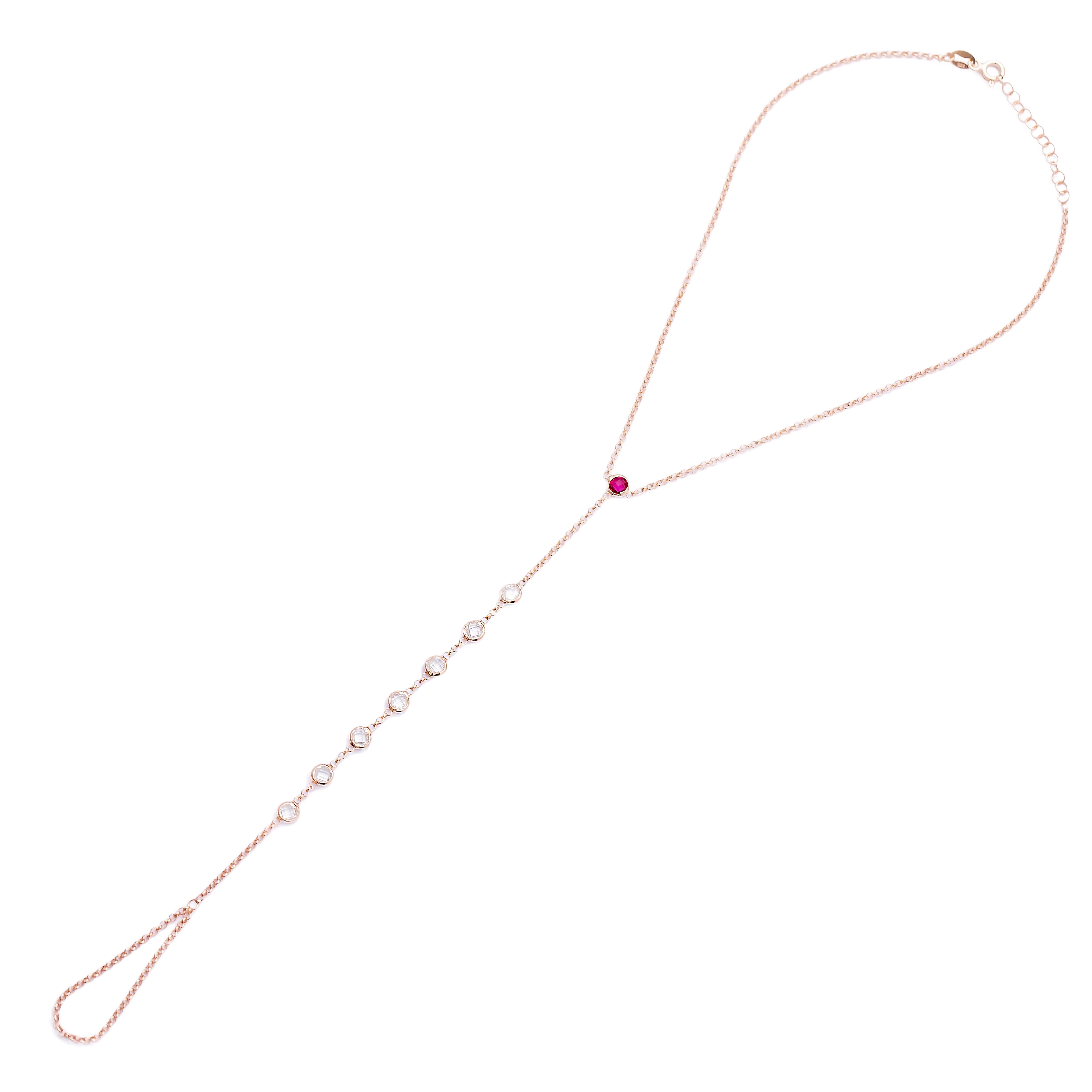 Ruby Zircon Stone Dainty Style Slave Anklet Wholesale Handcrafted 925 Sterling Silver Jewelry