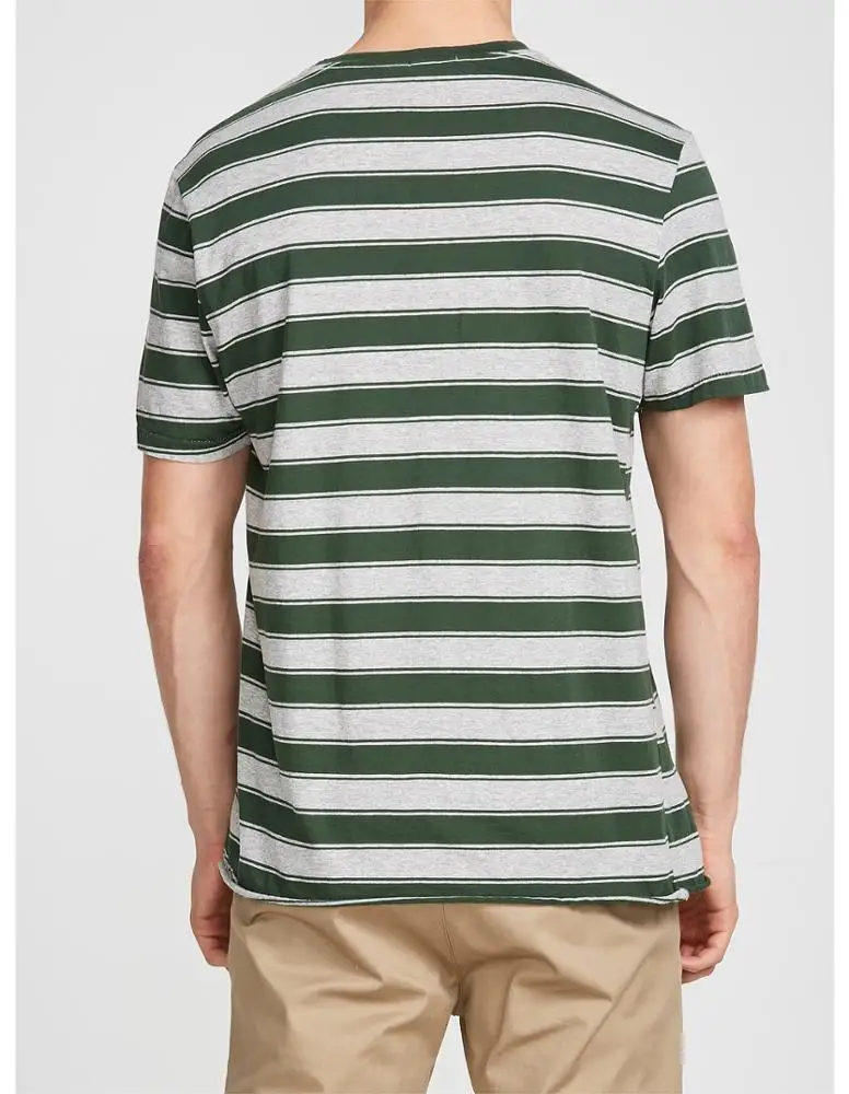 Custom Knitted Casual 100% Cotton Striped Designer Oversize Unisex Womens Mens crew neck Striped t-shirt