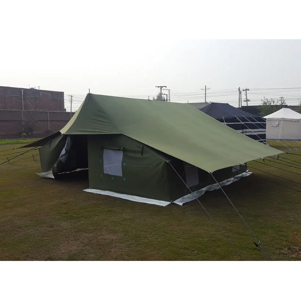 Military Cotton Canvas Small Wall Army Tent Ridge Pole Tent Custom Color Canvas Camping Military Olive Ridge For Emergency Reli