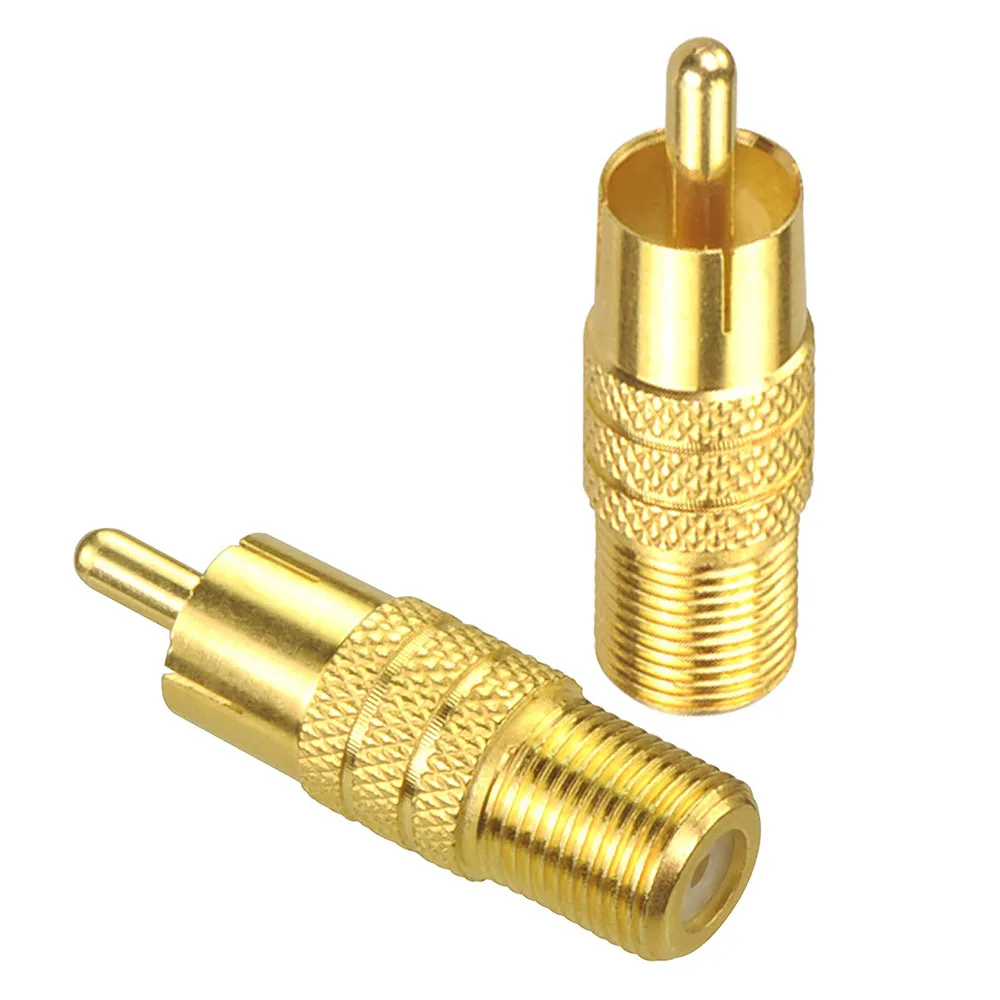 F-Type Female to RCA Male Coaxial Cable Audio Adapter Gold Plated Connector