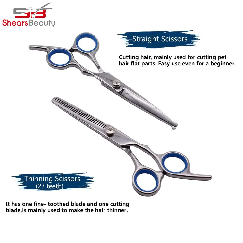 Stainless Steel Dog Grooming Scissors With Safety Round Tips, Heavy Duty Pet Grooming Scissors
