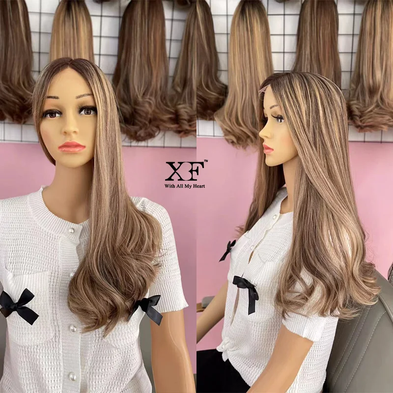 Most Popular Ash Blonde Highlights Color European Hair Very Flat Swiss Lace Top Jewish Wig Kosher Wigs Supplier