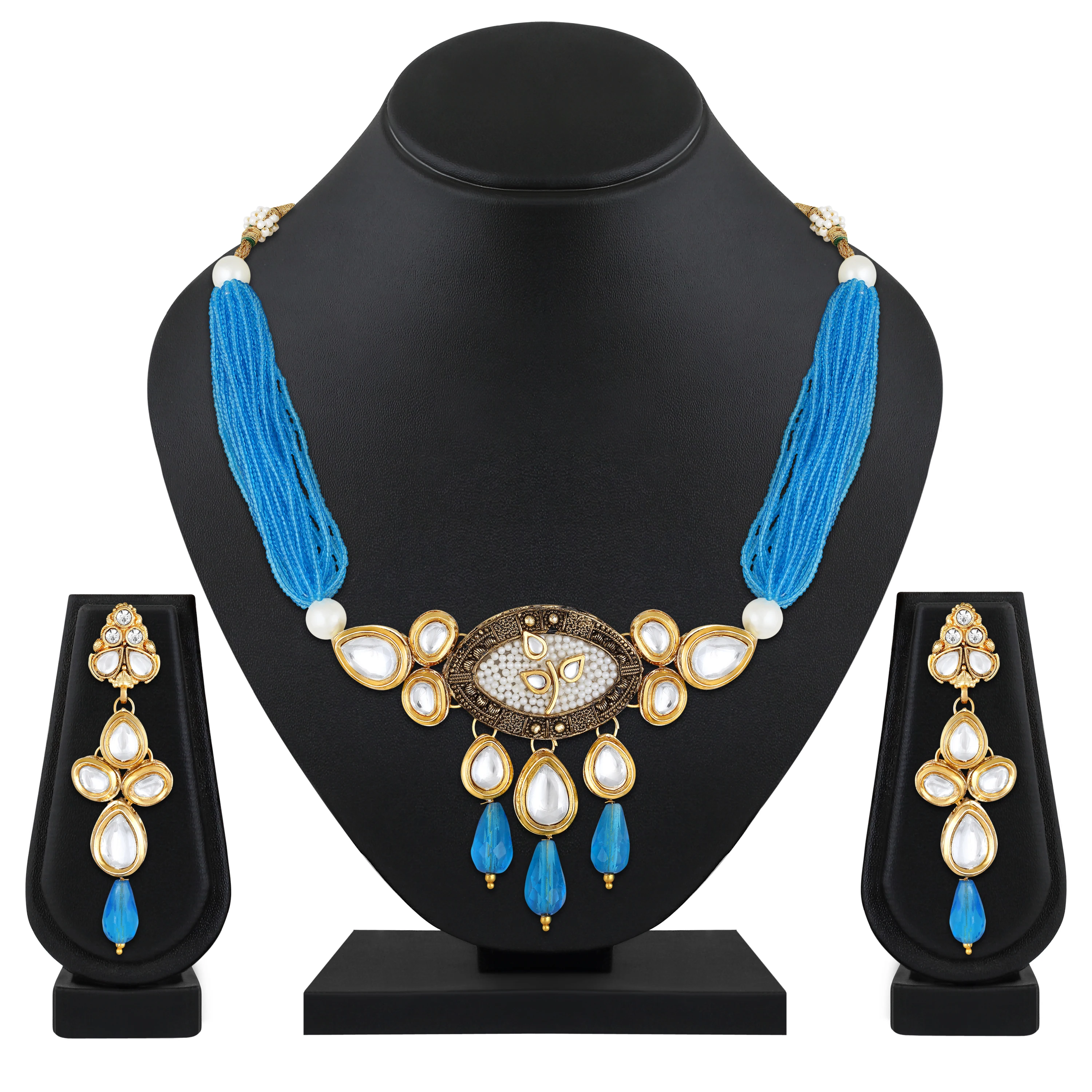 Wholesale Traditional Indian Kundan Polki Jewelry Sets Gold Plated Wedding Bridal Necklace with Zircon Antiques Fashion