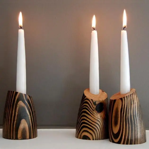 Modern Design Wooden Pillar Candle Holder Stands 3 Piece Wood Candlestick Centerpieces for Tableware Use