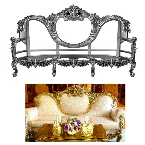 Teak Wooden Carved Sofa Set unfinished furniture frame living room sofa Living Room Furniture 5