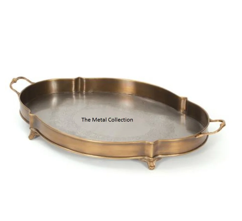 Brass Serving Tray For Kitchen Restaurant Wedding Serving Tray Decorative Brass Antique Finishing Modern Decorative Serving Tray