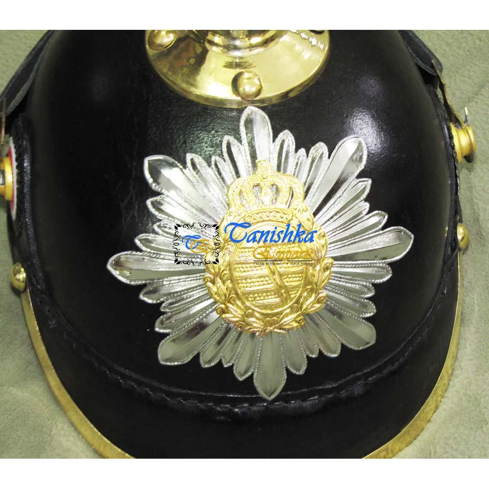 Handicraft Leather Helmet Pickelhaube Helmet German Helmet