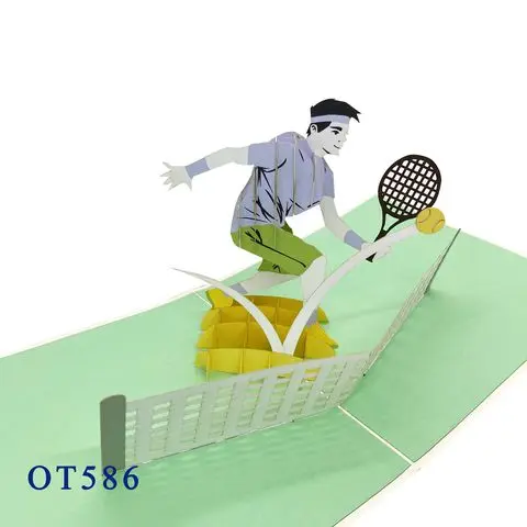 Tennis Sport 3D Pop Up Card Laser Cut Custom Design Handmade Vietnam Best Price Art Paper Top Trend Best Choice Gifts & Crafts