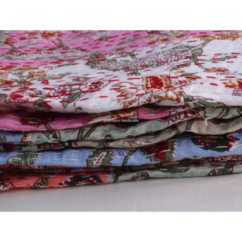 Индийское разноцветное покрывало Gudari ручной работы Хлопковое одеяло Kantha красивое домашнее украшение оптом