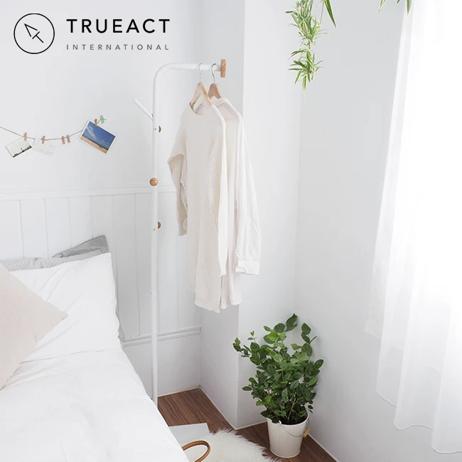 RTS New design tree shaped wooden wood coat rack free standing garment rack metal floor hat coat hanger hanging rail rack stand