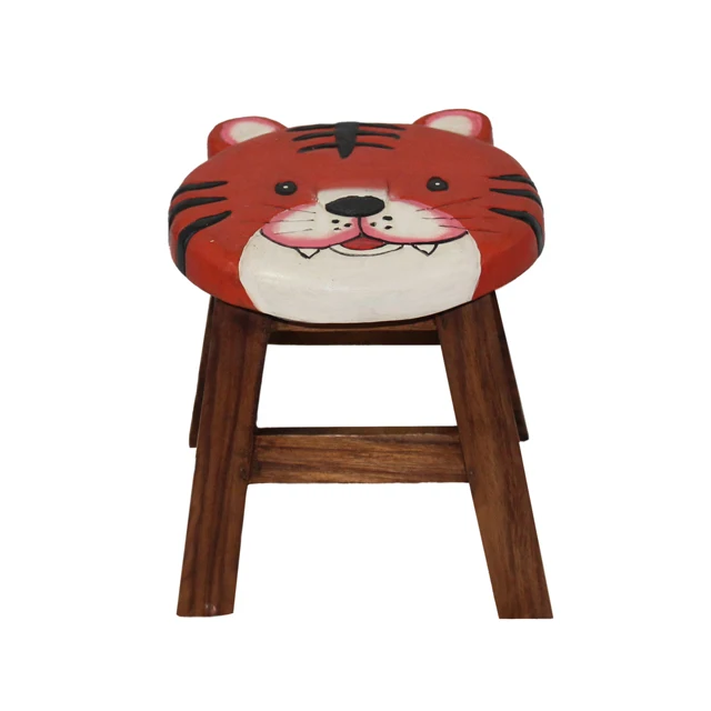 Non-Toxic Color Craved Animal Kids Wooded Stool - B215 199 Wood Carved Stool Tiger from Thailand
