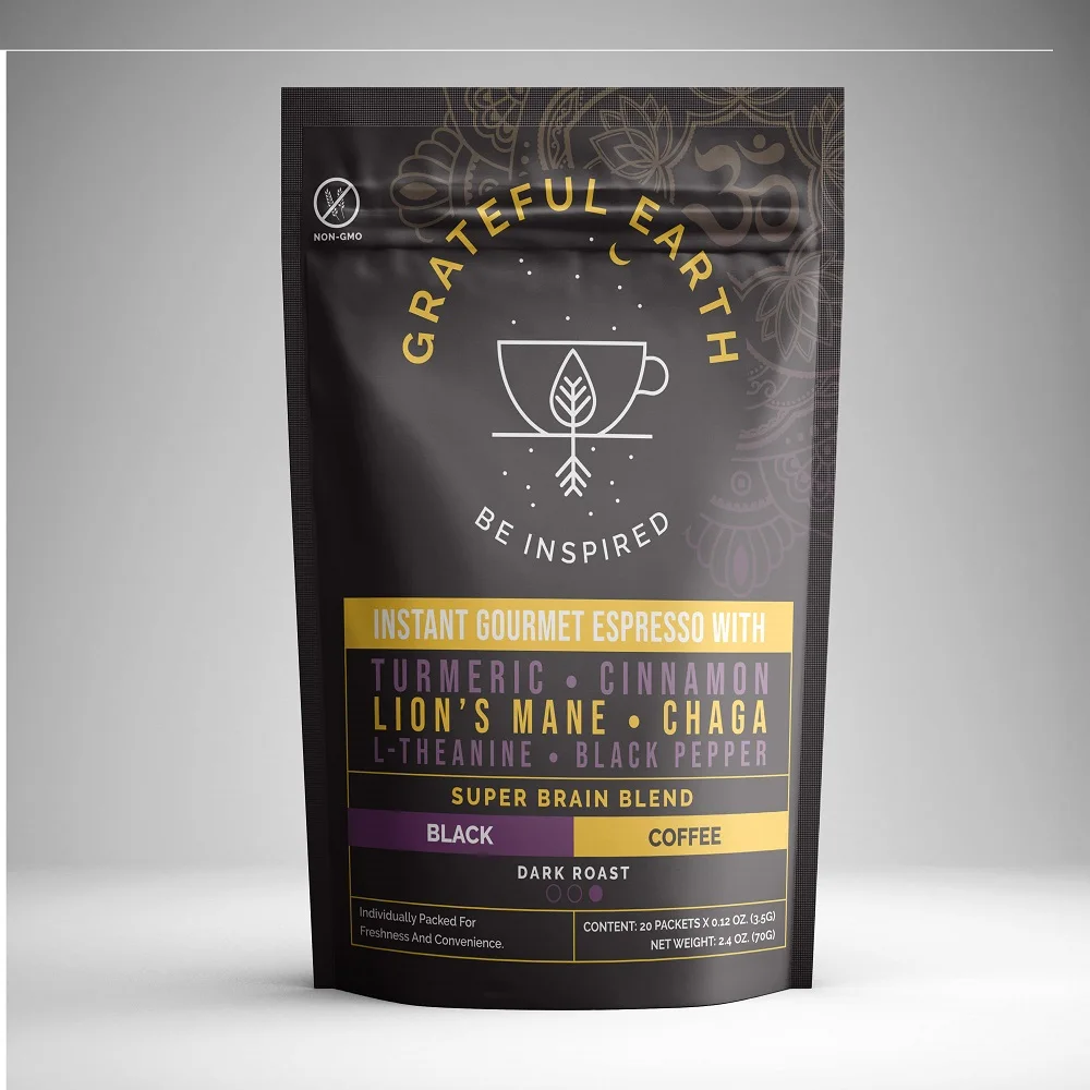 Grateful Earth Espresso Super Brain Blend Instant Coffee