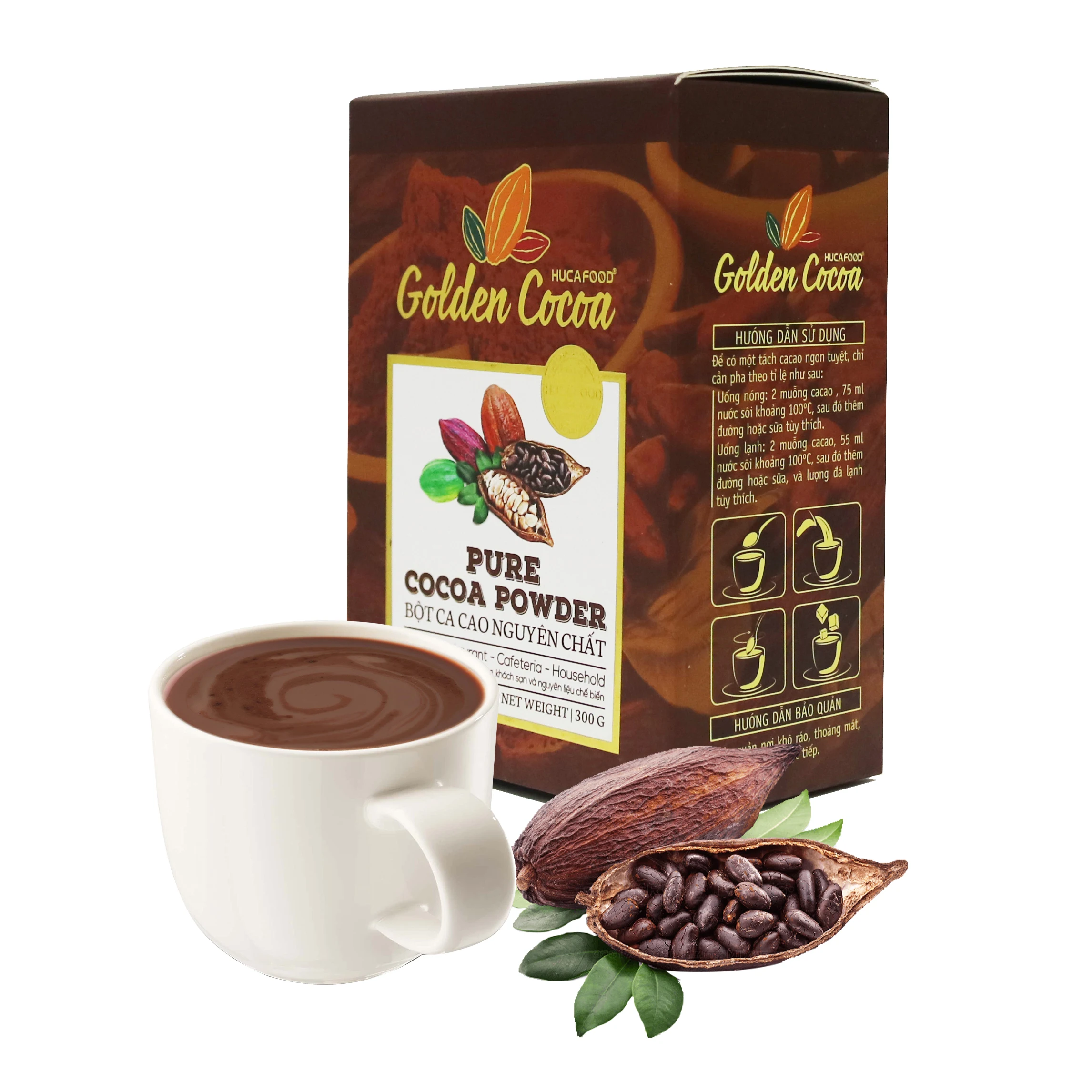 OEM, ODM, Private label Golden Cacao, Vietnam Pure Cacao Powder, Sugar-free, Wholesale , HUCAFOOD Brand