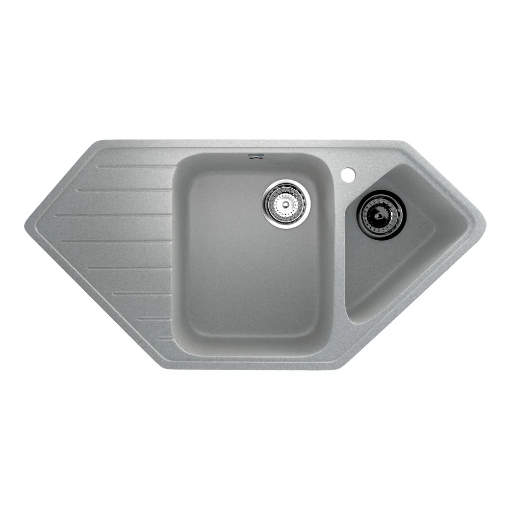 Composite  two-section kitchen sink with a mixer tap hole ULGRAN U-409