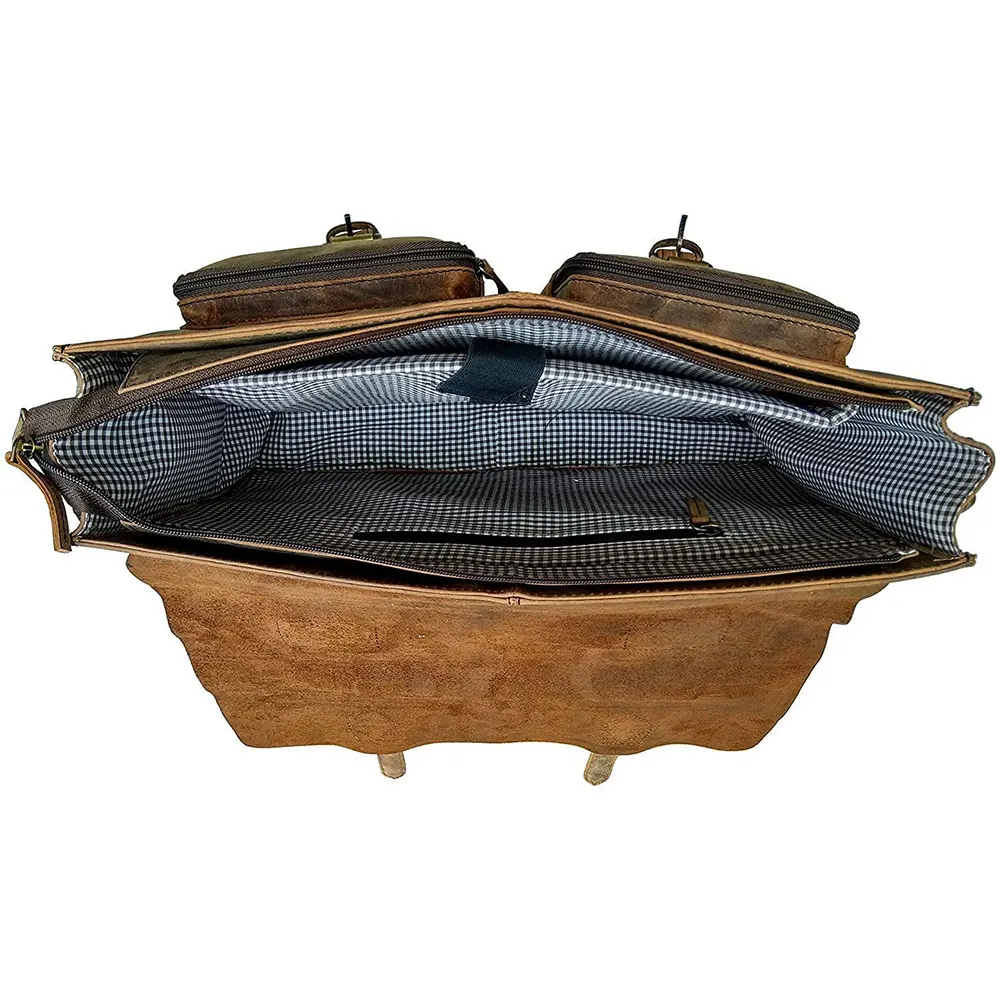 
Custom Genuine Leather Buffalo Leather Laptop Messenger Bag Office Briefcase Travel Bag for Men Women 